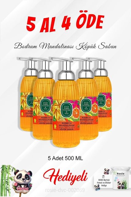 Diğer 128848905 Köpük Sabun 500 Ml Bodrum Mandalinası 5 Al 4 Öde Ve Rosie Pamuk
