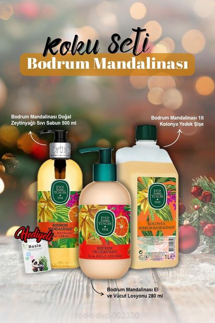Diğer 128848921 Sıvı Sabun 500 Ml, Losyon 280 Ml, 1 Lt Kolonya Bodrum Mandalinası Ve Rosie Hediye