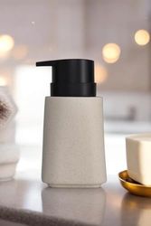 Diğer 128854578 New Max Premium Serisi 300 Ml Sıvı Sabunluk Pompalı Mermer Desenli Seramik Sıvı Sabunluk Dispencer Bej