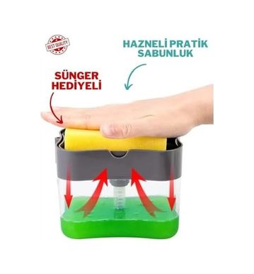 Diğer 128855093 Süngerli Sıvı Bulaşık Deterjanı Dispanseri, Süngerli Basmatik Sıvı Deterjanlık