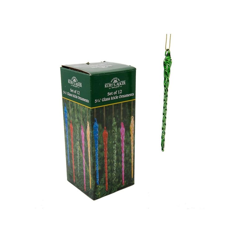 Diğer 128856701 Kurt Adler Glass Multi Icicle Süs Seti 12 Adet, 12 Parça 1 Paket