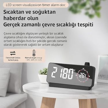 Diğer 128857478 Plentiful Aynalı Led Ekranlı Saat,elektronik Masaüstü Çalar Saat, Çift Dijital Çalar Saat, Başucu Ofisi Için Geri Sayımlı Kompakt Sıcaklık Göstergesi