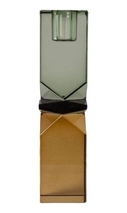 Diğer 128859446 Kristal Mum Tutucu, Sarı/yeşil 16X4X4 Cm