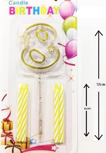 Diğer 128859526 Mika Şeffaf 8 Rakam Mum Set