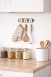 Diğer 128860839 Çiçek Tasarımlı Duvar Askısı, 3 Lü Metal Kanca Seti, Dekoratif Renkli Kapı Ve Duvar Askısı, Mutfak, Banyo, Yatak Odası İçin Organizer Askı,