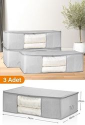 Diğer 128861026 3 Adet - Pencereli Boy Altı Gri Benekli Hurç 74 X 46 X 22 Cm