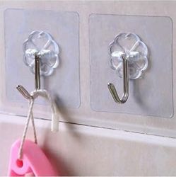 Diğer 128861426 Kendinden Yapışkanlı Şeffaf Askı 5 Li Set Banyo Mutfak Askısı