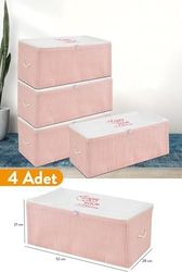 Diğer 128862585 4 Adet - Küçük Boy Baskı Detaylı Pembe Çizgili Hurç 52 X 28 X 21 Cm