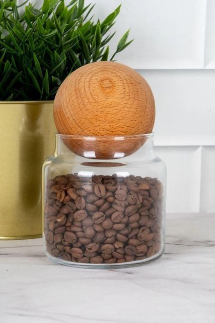 Diğer 128863202 Ahşap Kapaklı Cam Baharatlık Kavanoz, 300 Ml