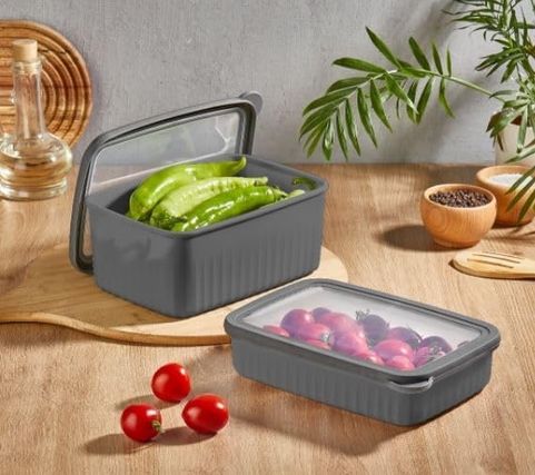 Diğer 128863308 Vakumlu Saklama Kabı Dikdörtgen Derin Küçük 1X2, 7 Lt Sığ 2X1, 5 L Gri