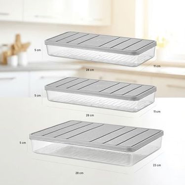 Diğer 128863358 3'lü Set 1 Adet 2,25 2 Adet 1 Lt. Nora Organizer Buzdolabı Buzluk Düzenleyici Saklama Kabı-Gri