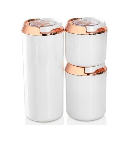 Diğer 128863446 Lüks Yuvarlak Vakumlu Saklama Kabı, Beyaz 1250 Ml +700 Ml + 400 Ml