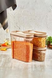 Diğer 128863648 Lüks Erzak Saklama Kabı, Şeffaf Füme 3 'lü Set 4 Lt+2Lt+2 Lt , Bakır