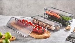 Diğer 128865366 Mina Organizer Plastik Raf, Şeffaf Füme Kapaklı 4 X 750 Ml, Füme