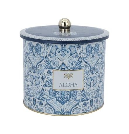 Diğer 128867423 Evle-Azulejos Desenli Erzak Saklama Kabı - Metal Saklama Kabı 17,5 Cm X 15,5 Cm Azulejos Aloha