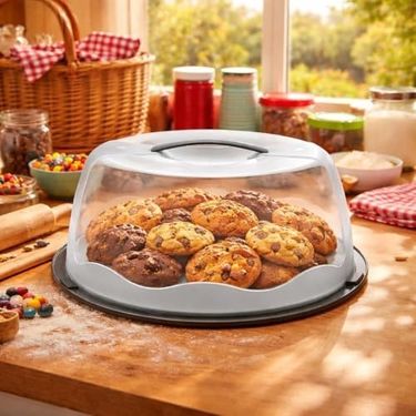 Diğer 128868057 Geçmeli Kilitli, Kapaklı Ve Saplı Yaş Pasta, Kek Taşıyıcı, Mutfak Saklama İçin Yuvarlak, Bpa İçermeyen Kek Fanusu, Börek, Çörek Saklama Kabı,, Turta Taşıma Kutusu Lacivert