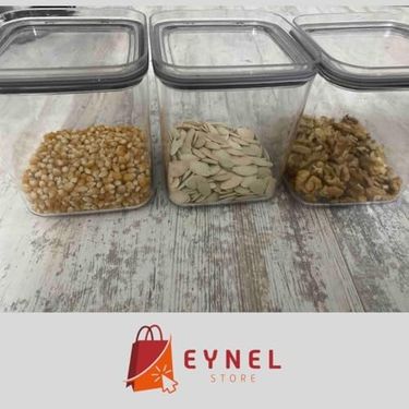 Diğer 128868450 1 L Kare Vakumlu Kap Kuru Gıda Baklagil Saklama Üçlü Hava Almayan Un Tahıl Erzak Koyma Kutu 3