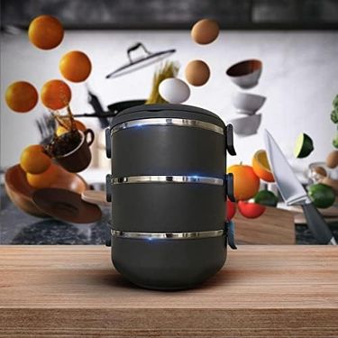 Diğer 128868603 Davet Freshbox Füme 3 Katlı Sızdırmaz Yemek Termosu Sefer Tası Özel Seri, Özel Renk 1.8 Litre