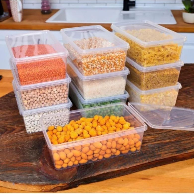 Diğer 128868980 Şeffaf Saklama Kabı, Kilitli Kapaklı, Buzdolabı Organizer Ve Dondurucuya Uygun, 10 Adet, Gıdaya Uygun 1000 Ml