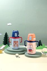 Diğer 128869721 Çocuk Boyun Askılı 400 Ml Pipetli Paslanmaz Çelik Termos 2 Renk Turuncu