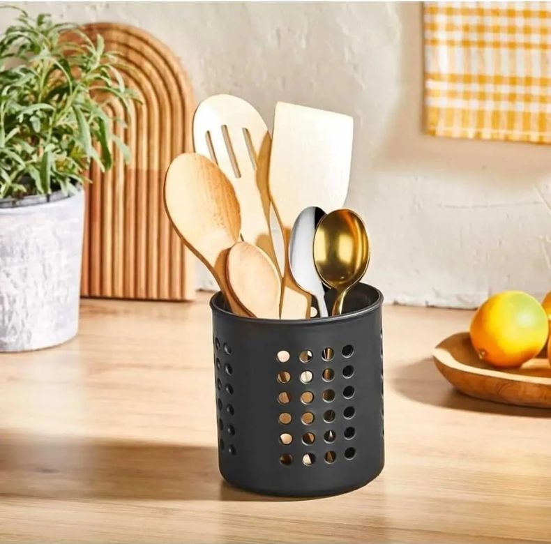 Diğer 128870468 Plastik Silindir Dik Kaşıklık & Tezgah Üstü Düzenleyici & Servis Standı Siyah