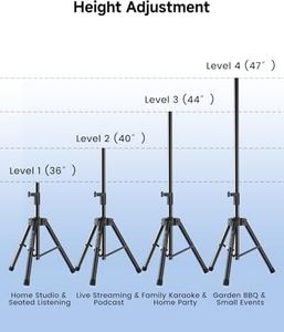 Diğer 128874827 Ikarao Ayarlanabilir Hoparlör Standı - 33 İnç İla 43 İnç Arasında Uzanır, 35 Mm Uyumlu Ek Parçaya Sahip Tüm Hoparlörlerle Uyumlu, Siyah, Çelik