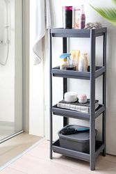 Diğer 128875272 4 Katlı Geçmeli Plastik Banyo Ve Mutfak Organizeri, Kolay Montajlı 4 Katlı Raf, Mutfakta Ve Banyoda Kullanım İçin İdeal, Dayanıklı Depolama Çözümü Gri