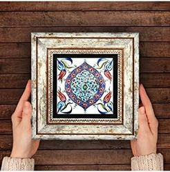 Diğer 128879801 Çini Sanatı Taş Duvar Tablosu - Çerçeveli Taş Tablo - Dekoratif Duvar Sanatı - Modern Ev Ve Ofis Duvar Dekoru T1-28