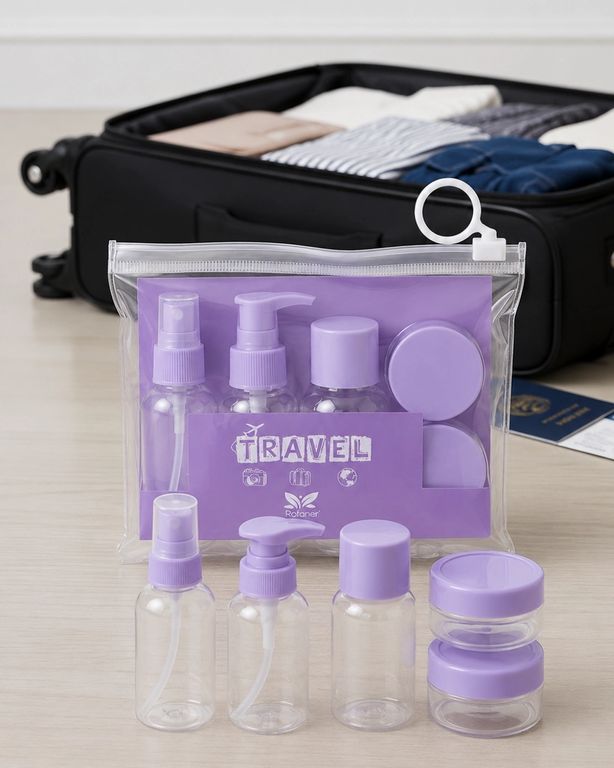 Diğer 129432929 Mey İthalat Taşınabilir Kozmetik Şişe Seti 5 Parça Sızdırmaz Seyahat Kabı