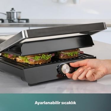 Diğer 130311658 Grilliant 1349H 4 Dilim Kapasiteli Gövdeli Döküm Plakalı Tost Ve Izgara Makinesi Inox 2000W Açık Pembe