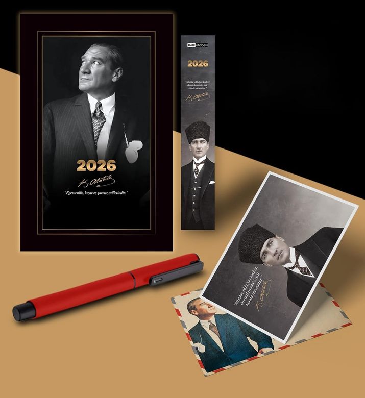 Diğer 130372803 2026 İstikbal Atatürk Ajandası Ayraç Kartpostal Kalem - Kırmızı