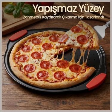 Diğer 131572669 33 Cm Delikli Pizza Tepsisi - Yapışmaz Seramik Kaplama, Döküm Alüminyum Yuvarlak Fırın Tepsisi - Çıtır Tabanlı Profesyonel Pizza Kalıbı Pfoa/ptfe İçermez Açık Bej