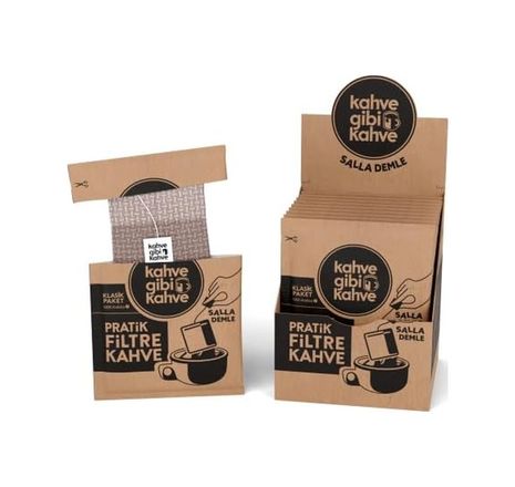 Diğer 131572676 Kahvegibikahve Taptaze Pratik Filtre Kahve Sallama - 10&apos Lu Klasik Paket Açık Gri