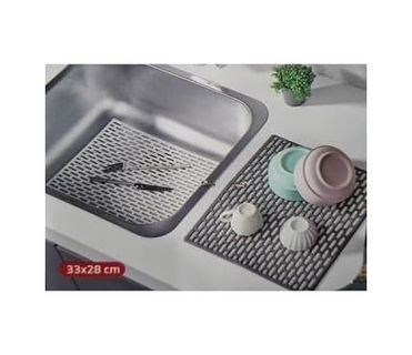 Diğer 131576659 Dikdörtgen Silikon Lavabo Buzluk Matı 33X28 Cm Antrasit Renk 1 Adet Gp115