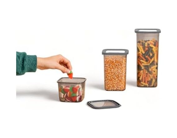 Diğer 131600473 12&apos Li 1300Ml. Sızdırmaz Vakumlu Kapaklı Kare Erzak Saklama Kabı. 1300Ml Kare Erzak Saklama Kabı Antrasit 772