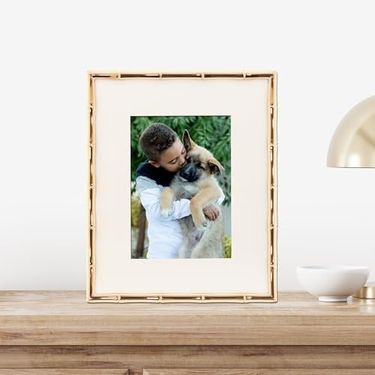 Diğer 131606141 Frames Bambu Tasarımlı Metal Çerçeve, 8X10, Mat 5X7, Altın