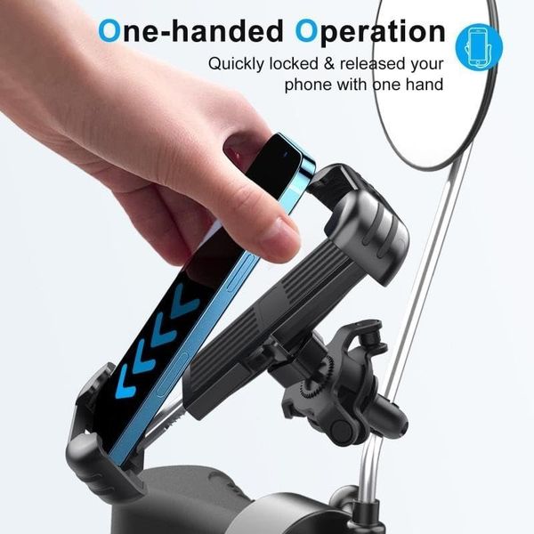 Diğer 131615725 Motosiklet Dikiz Aynası Telefon Tutucu Anti Titreşimli, Tek Elle Kilitleme, 360 Döner, 4.7 7.2 İnç Uyumlu, 10 14 Mm Ayna Bağlantı Aparatlı Zr1042 -