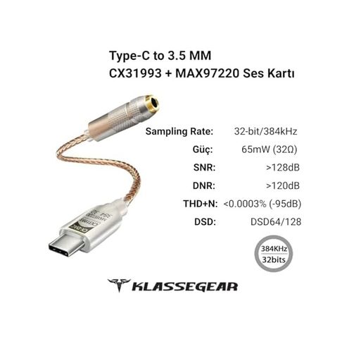 Diğer 131738676 Type-C - 3.5 Cx31993 Max97220 Çip Hifi Dac Ses Kartı Kulaklık Kablosu Usb Başlık