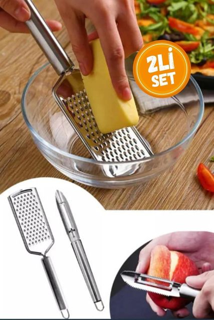 Diğer 131740343 2Li Set Paslanmaz Çelik Rende Ve Soyacak Peynir Çikolata Zencefil Patates Limon Rende Sebze Soyucu