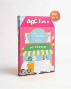 Diğer 131747738 Tots & Folks Abc Town Yaz Sil Eğitici Kitap Ve Alfabe Puzzle Yapboz Seti, 24 Büyük Parça, Okul Öncesi Aktivite, 3+ Yaş, İngilizce İçerik