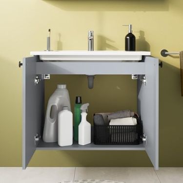 Diğer 142783243813150140557466 Shift T20 81001 Kapaklı Lavabo Dolabı, Kül Gri, 80 Cm Açık Ceviz