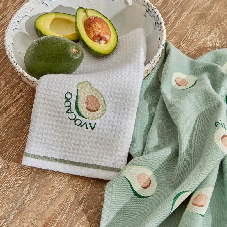 Diğer 142783243872620140557466 Avocado %100 Pamuk 2 Parça Mutfak Havlusu Green Açık Bej