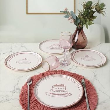 Diğer 142783243881440140557466 Pink Cake Pasta Tabağı 22 Cm 4 Adet 22965-66 Açık