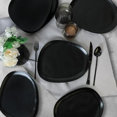 Diğer 142783243893550140557466 Mat Siyah Servis Tabağı 30 Cm 6 Adet 956 Açık