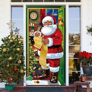 Diğer 142783244161340140557466 Irenare Kapı Kapak Dekorasyon Siyah Noel Baba Ön Kapı Kapağı Noel Santa Arka Plan Asılı Afiş Noel Dekorasyon Ev İçin