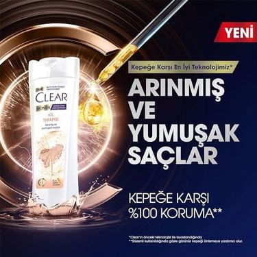 Diğer 142783244561280140557466 Clear Kil Terapisi Arınmış Ve Yumuşak Saçlar Kepeğe Karşı Etkili Şampuan 350 Ml