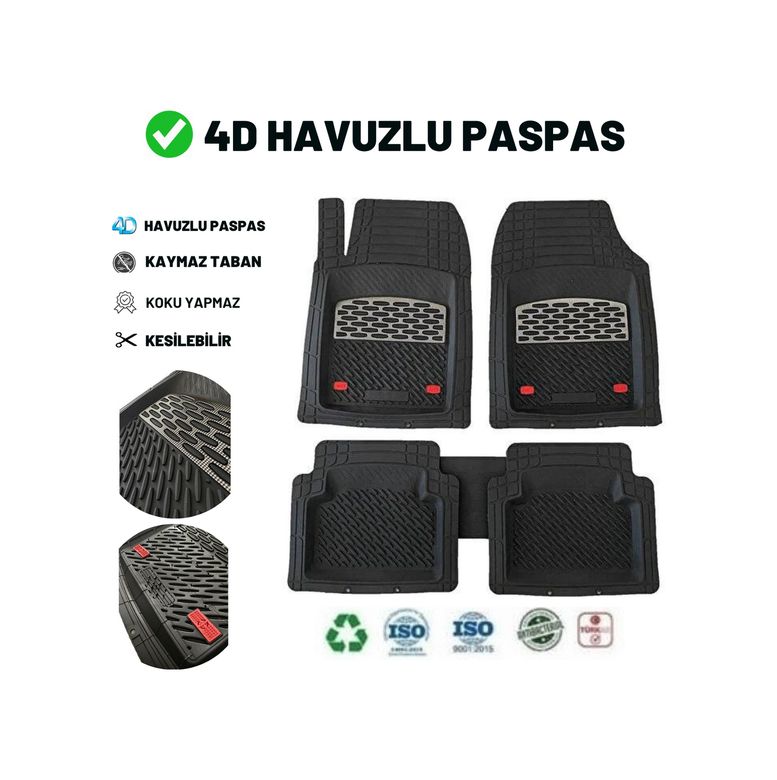 Diğer 2484645 Toyota Avensis Sedan 2003 4D Havuzlu Üniversal Yeni Nesil Pro Paspas Siyah - Gri