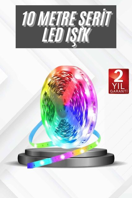 Diğer 25DYMUUCZZZ10MŞERİTLEDDDDDD3 Rgb Şerit Led 10 Metre Led Işık Kumanda İle Kontrol Rgb