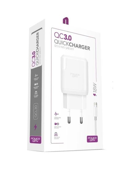 Diğer 3363609 Powerway Qcl30 Hızlı 3000 Ma 18W Lıghtnıng Şarj Kafa Başlık Adaptörü 4434