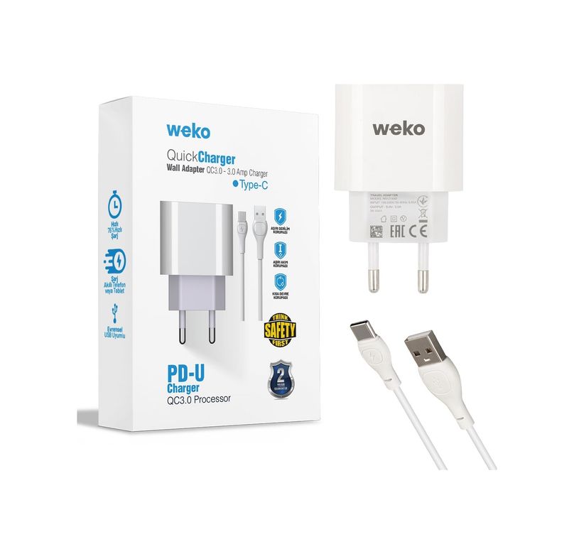 Diğer 3530062 Wk-21442 Pdu Qc 3.0 Amper Şarj Başlık Adaptörü + Type-C Kablo No:1 4434